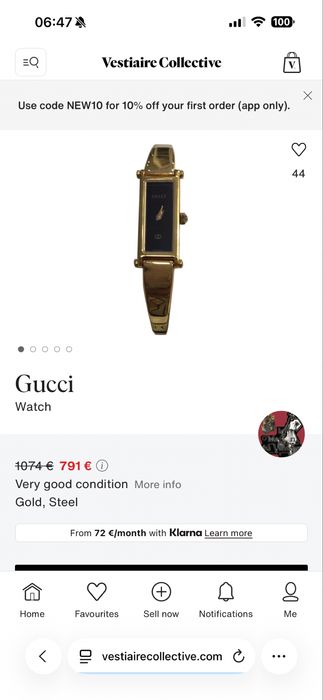 Ceas vintage Gucci Gold Tone Watch | Model 1500L