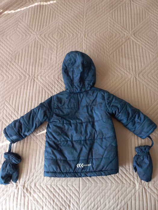 Детско зимно яке за момче Coccodrillo, размер 80, с качулка и ръкавици