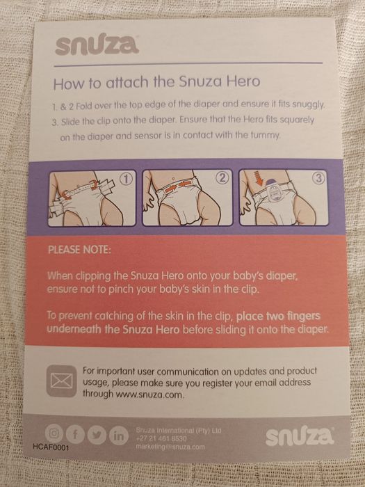 Dispozitiv monitorizare respiratie bebelusi Snuza® Hero MD