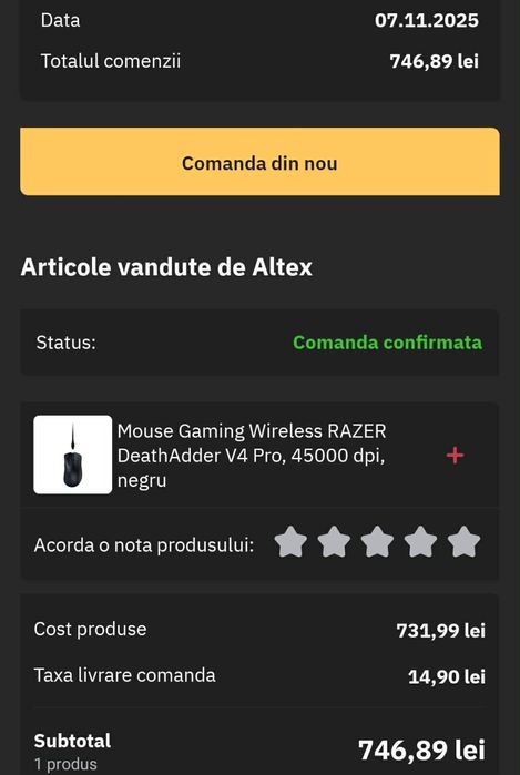 Mouse Gaming Wireless RAZER DeathAdder V4 Pro