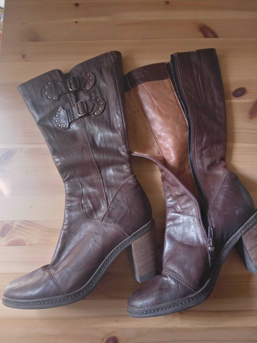 Дамски ботуши естествена кожа номер 39 кафяви