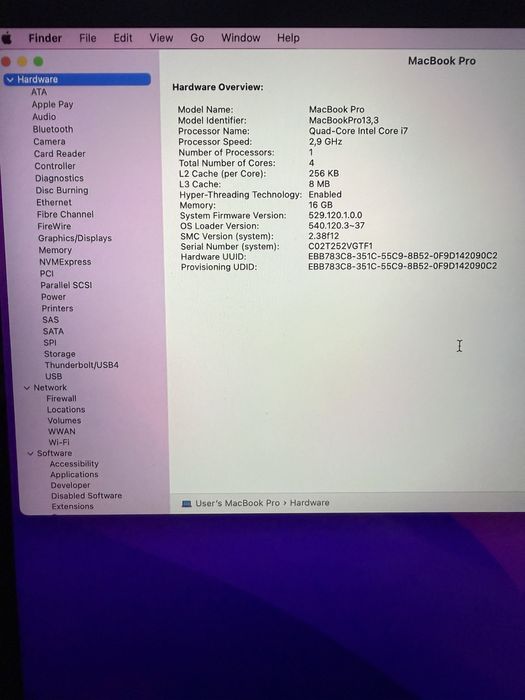 Apple MacBook Pro 2016 i7, 1TB SSD, 16GB RAM