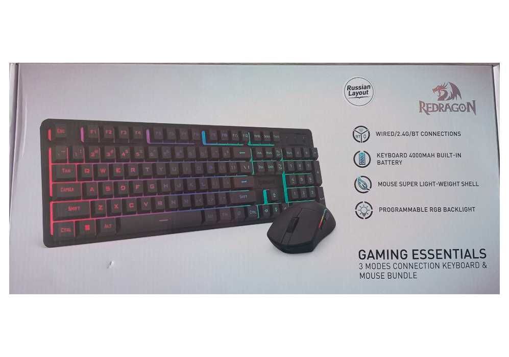 Redragon S107KS  3 ВИДА ПОДКЛЮЧЕНИЯ мембранная  клавиатура + мышь