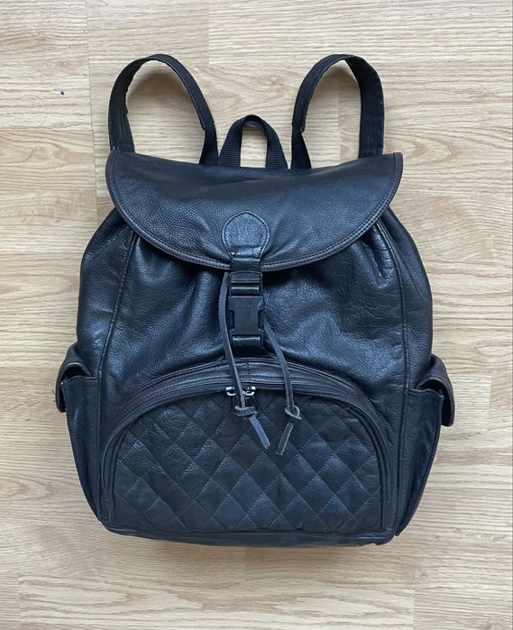 Rucsac din piele naturala negru/black