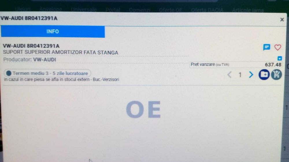 Suport amortizor AUDI original fata stanga/dreapta NOU VW-AUDI