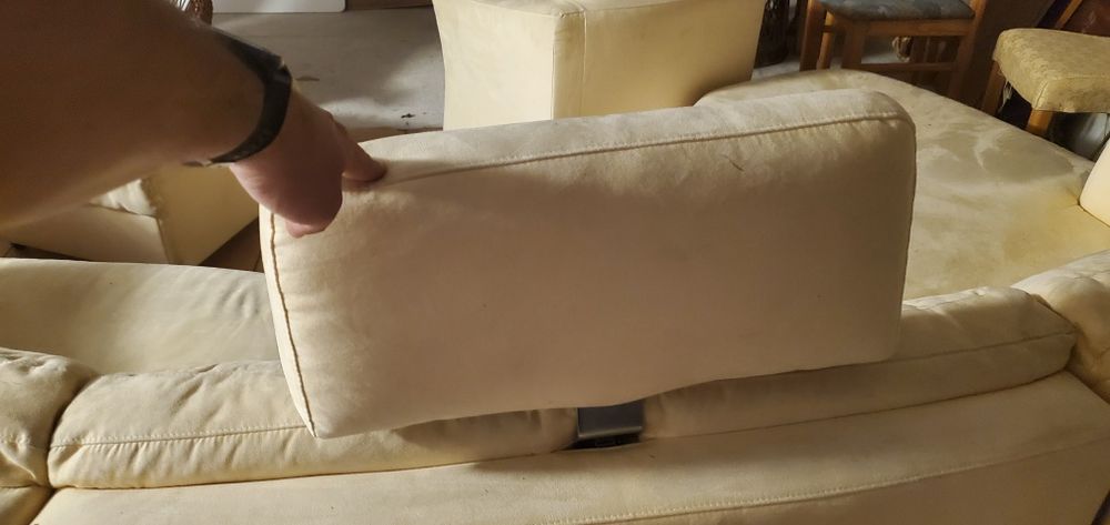 Canapea frumoasă din Alcantara crem deschis din 5 elemente