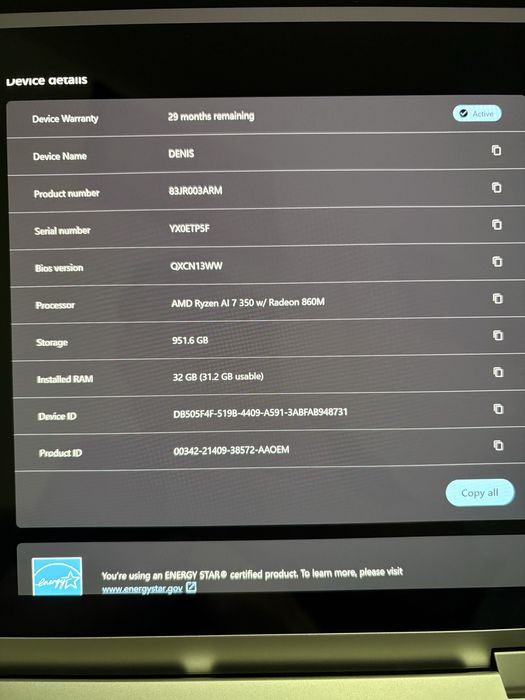 Vand Laptop Lenovo Yoga 7, 2in1