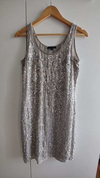 Рокля с пайети DONNA - сива - размер 36 - S