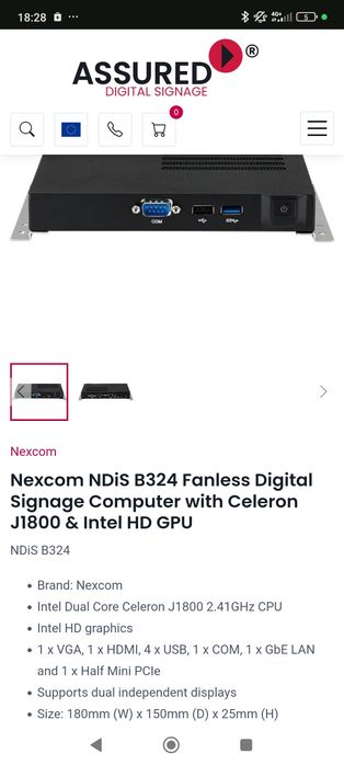 Nexcom ndis b324 , dual core /8gb DDR3 / 500hdd