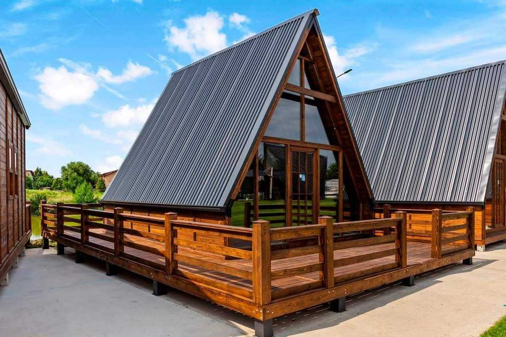 Casa, cabane A-Frame, foisoare si terase din structura de lemn