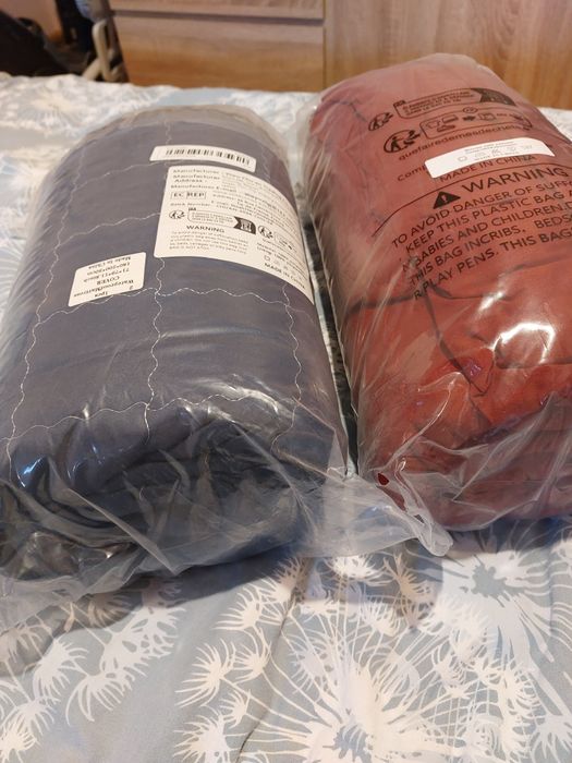 Протектор за спалня 180/200 сантиметра  - винен цвят,  син с бял конец