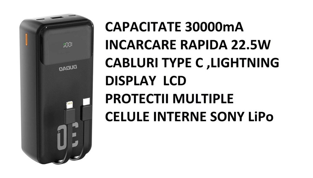 baterie externa 20000-30000mA powerbank fast charge , Magsafe , afisaj