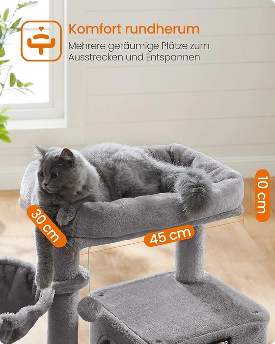 Ansamblu pentru pisici, Feandrea, PCT51W, Gri, 48 x 48 x 96 cm
