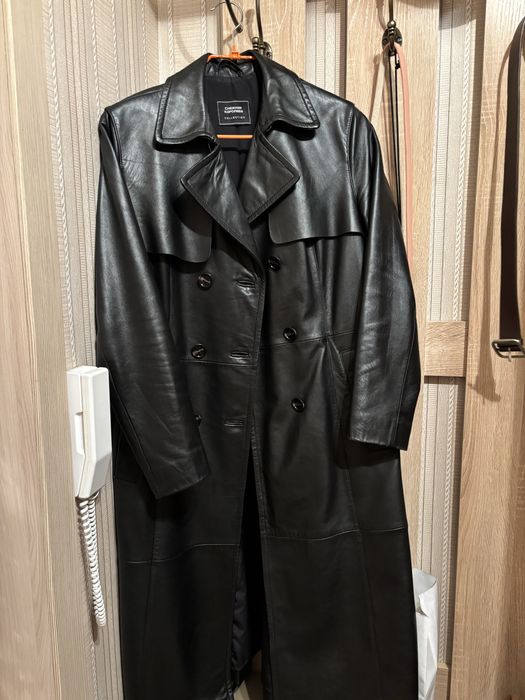 Кожаное пальто женское