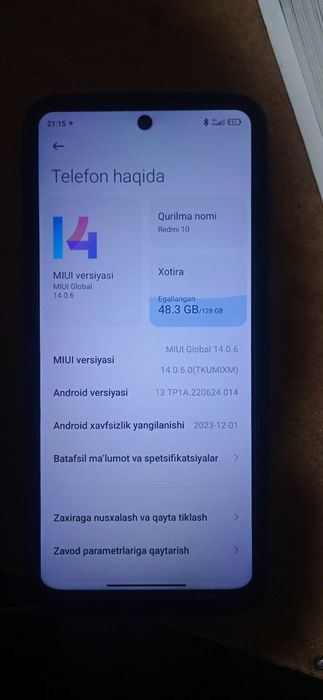 Redmi note 11 6_128 xotirasi