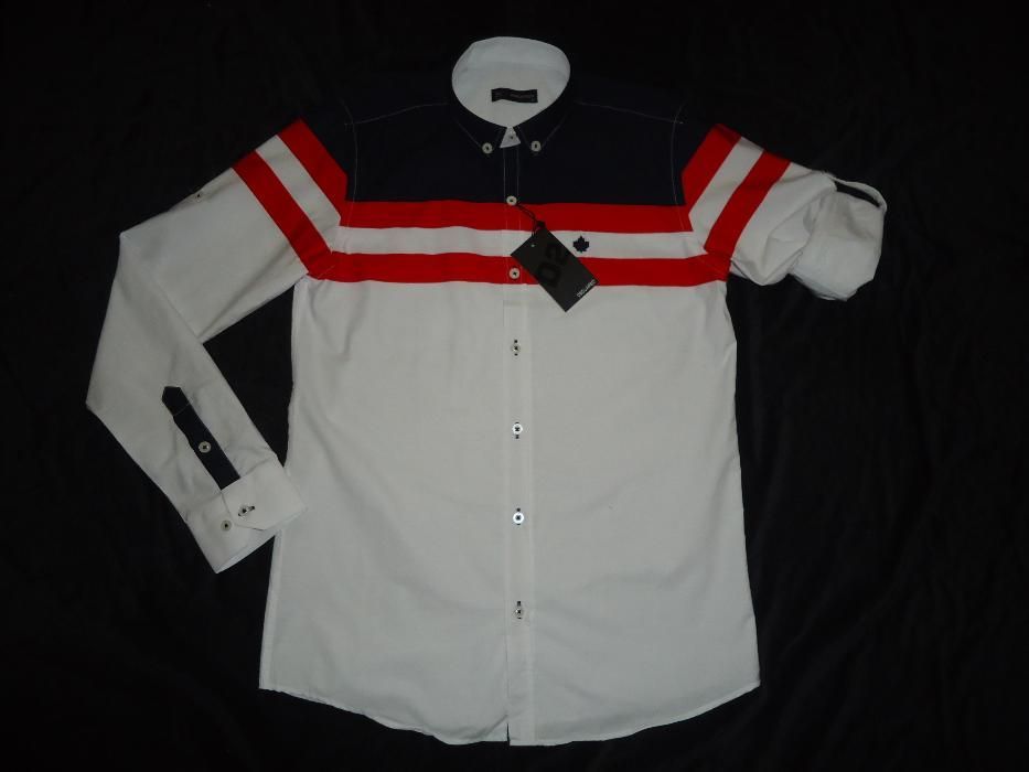 Camasa maneca lunga/scurta barbati regular bleumarin alb rosu