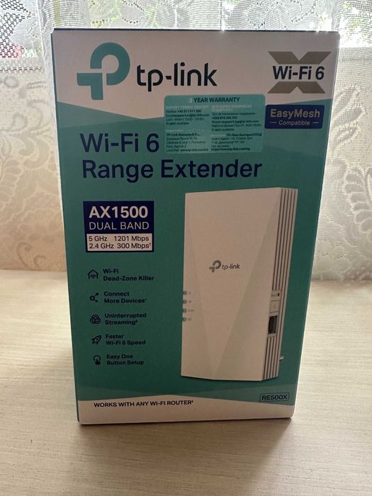 Чисто нов Wi-Fi 6 Усилвател TP-Link RE500X (AX1500) – С Гаранция!