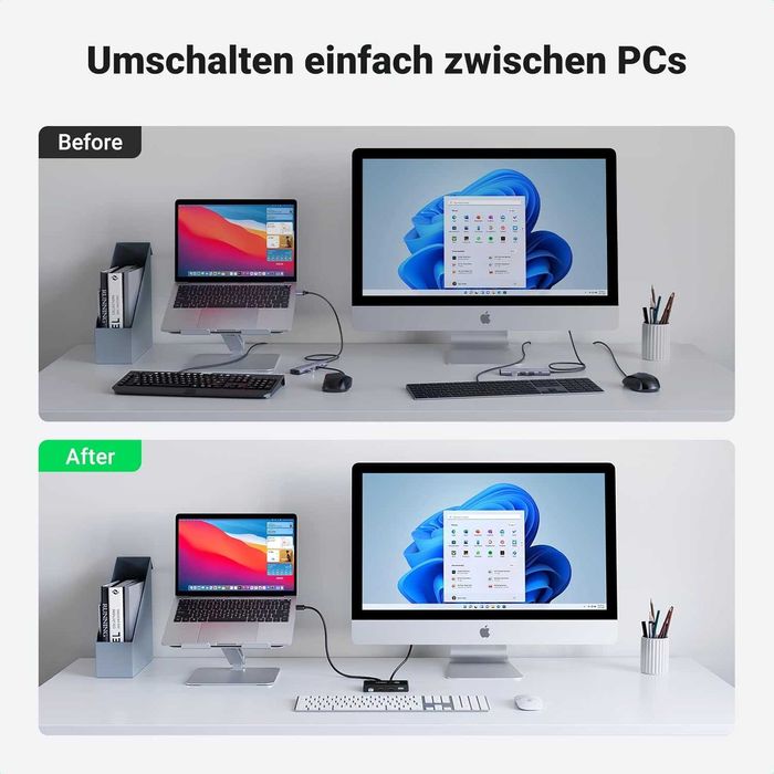 ПРОМО Нов UGREEN KVM Switch Суич 2 x USB 3.0 към 4 x USB 3.0 5Gbps