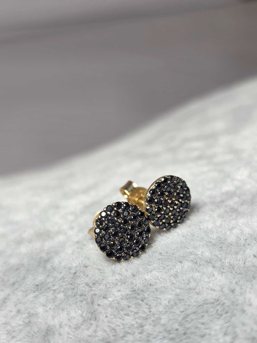 Cercei Aur 14K cu Zirconii Negre | Eleganță Modernă și Strălucire Rafinată