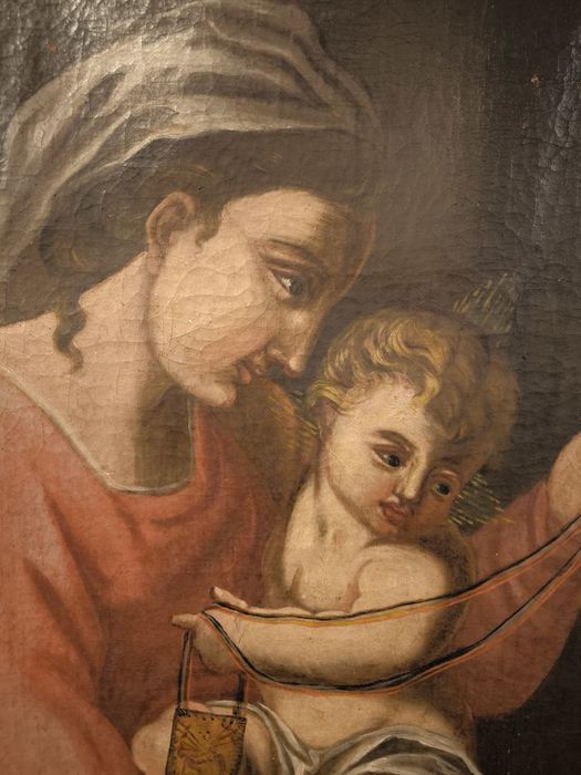 Стара религиозна картина – Богородица с Младенеца 19 век