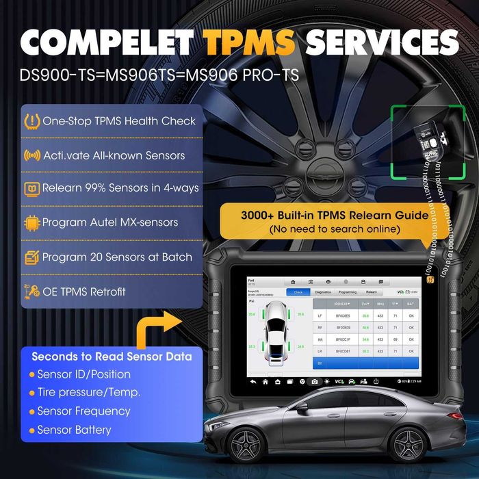 Автодиагностика Autel DS900TS,вграден TPMS,DOIP,CanFD,кодиране 40ресет