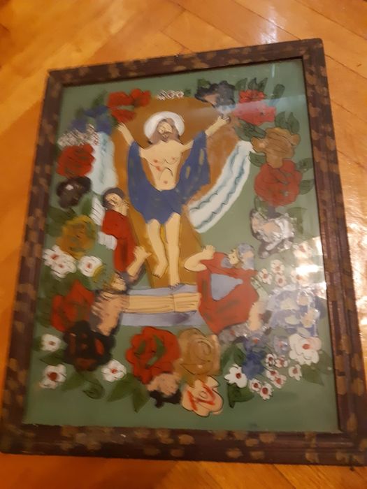 Icoană pictată pe sticlă 34cm/43cm