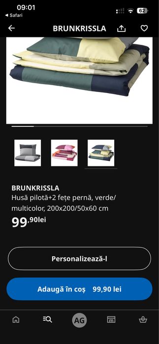 Brunkrissla Husa pilota + 2 fete perna albastru 200x200, 50x60 cm