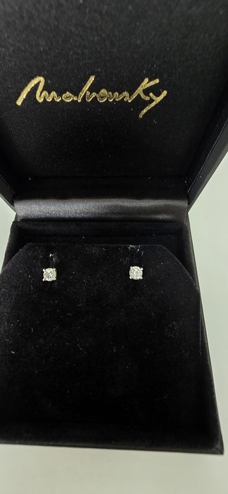 Cercei Studs, cu diamante de laborator de 0.75 CT, din aur alb 18 KT