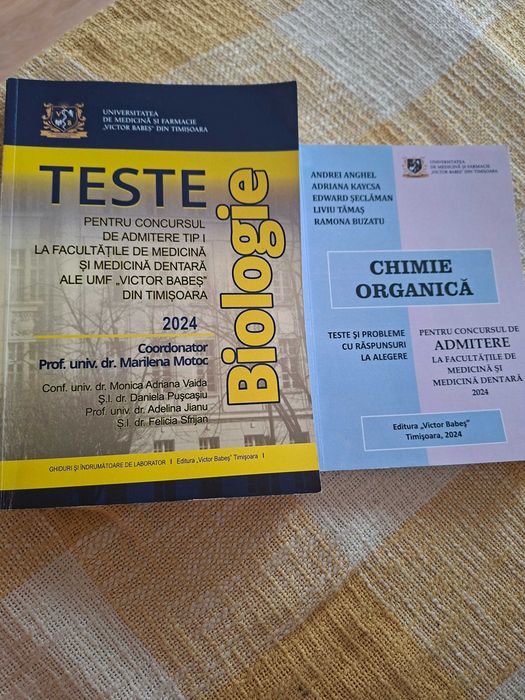 Admitere UMF Medicina Timisoara - set Teste+rezolvari Biologie&Chimie