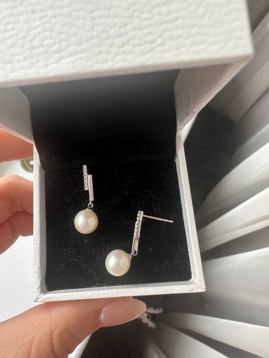 Cercei cu perle naturale 7–7,5 mm + argint 925