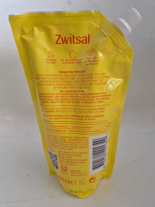 1бр-3.99€ 2бр-6.99€ Zwitsal гел за къпане бебе, пълнител 500мл, без сапун