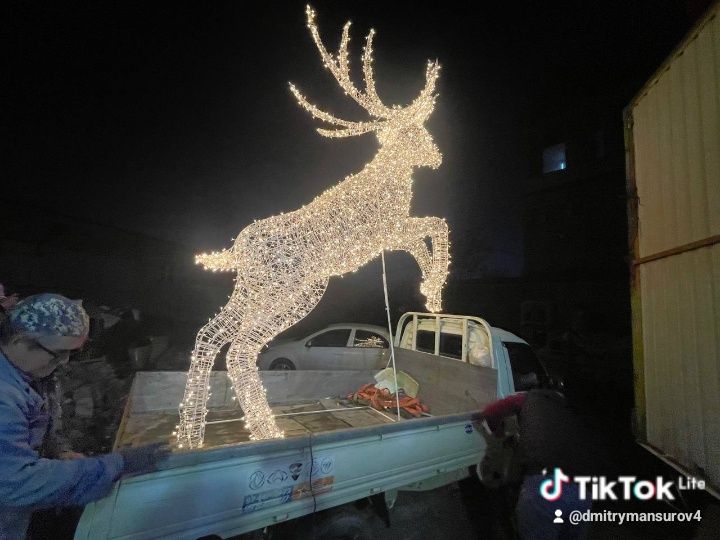 Новогоднее оформление фасадов зданий домов офисов магазинов,