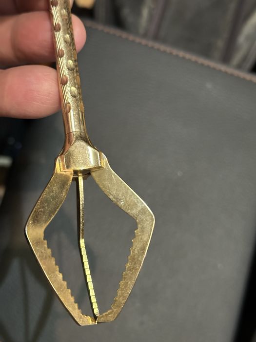 стара френска позлатена щипка за лед захар