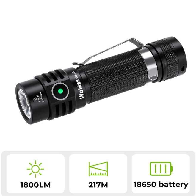 Високомощен Тактически Фенер Sofirn SC18 EDC Wurkkos WK03 1800LM Luminus SST40 LED IP68 18650 ATR TIR Оптика 90° Лъч 55грама 6061 Арокосмически Клас