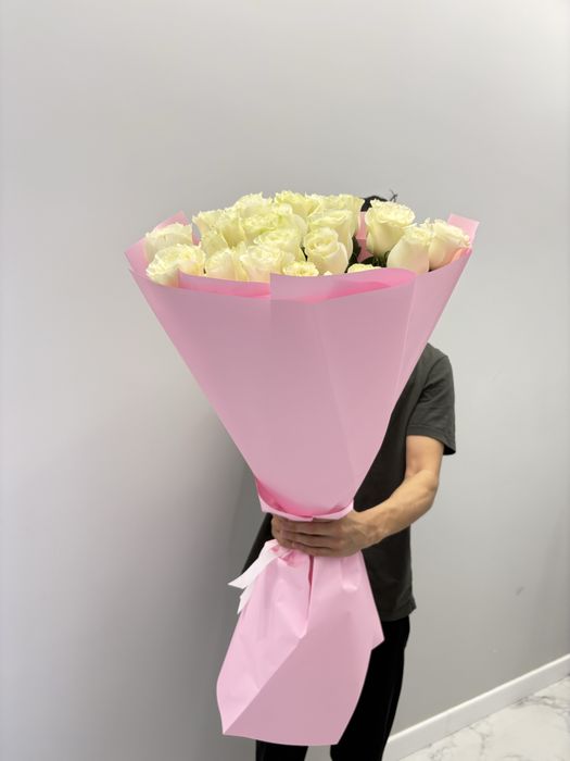 Метровые белые розы 25шт