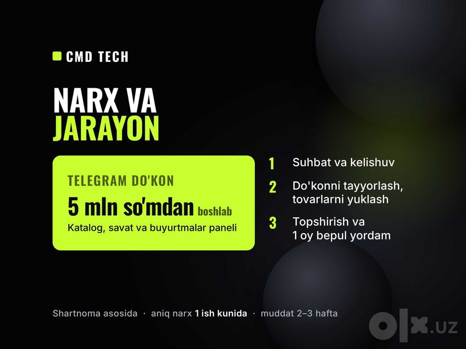 Telegram'da onlayn do'kon (Mini App) — katalog, savat, to'lov