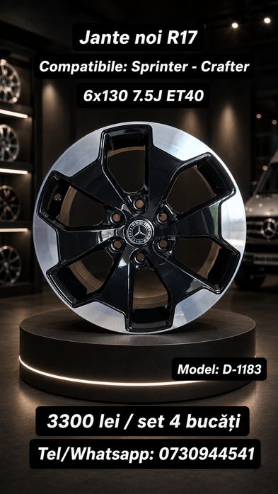 Jante R17 6x130 Heavy Duty Noi Mercedes Sprinter W 906 W907 2006-2026 VW Crafter 2006-2017 TUV Autoutilitare Marfă Pasageri