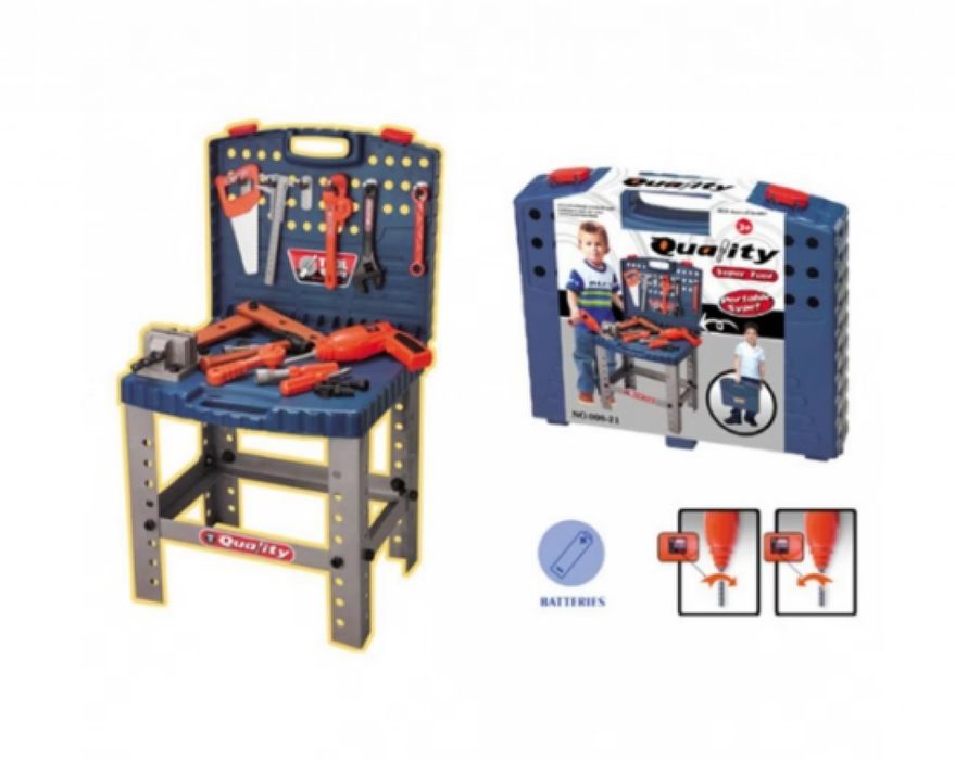 Детска маса за инструменти с играчка електрическа бормашина