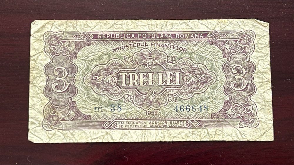 3 lei 1952 bancnota
