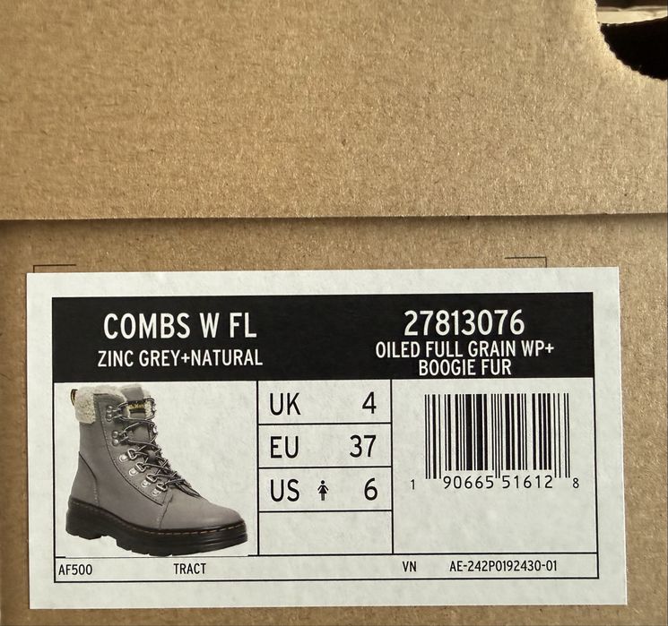 Dr. Martens Combs Faux Fur-Lined Utility Boots ОРИГИНАЛ дамски боти 37