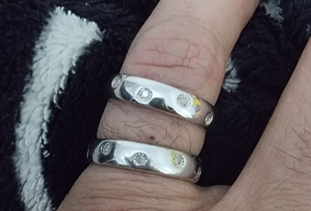 Set 2 Inel inele argint 925 cu diamante verificate la aparat