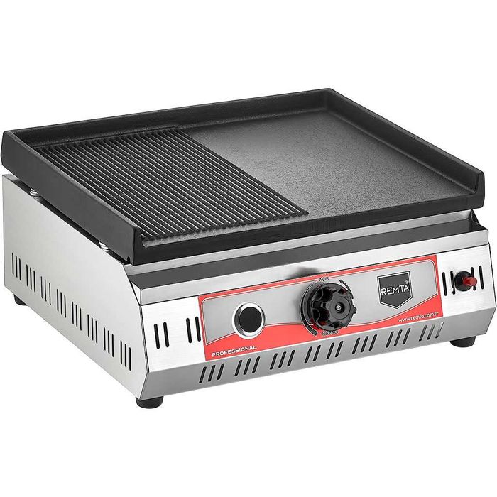 Газова скара чугунена плоча ½Оребрена ½Гладка 50см + газова защита+CE