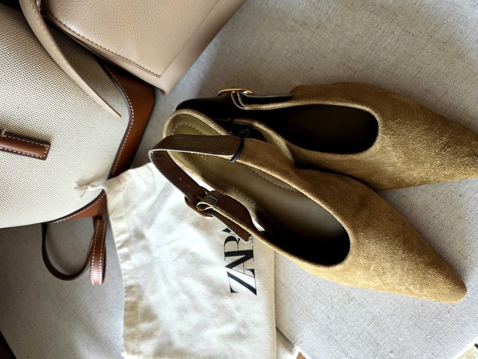 Нови Zara обувки, естествен велур