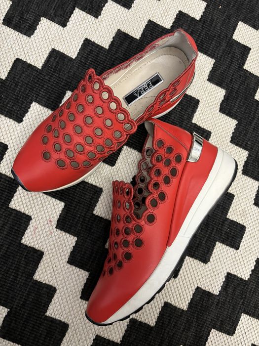 Кожаные красные лоферы
