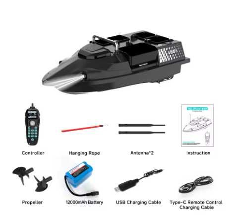 Нов Модел 2026г. Лодка За Захранка Flytec V803 GPS 200 Точки 500 м Обхват 4 Изхвърлящи Коша