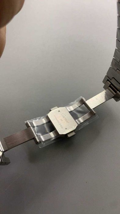 Cartier Santos 100 сребристо/черен базъл