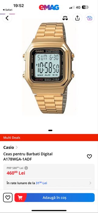 Ceas Casio Digital Gold (Auriu )