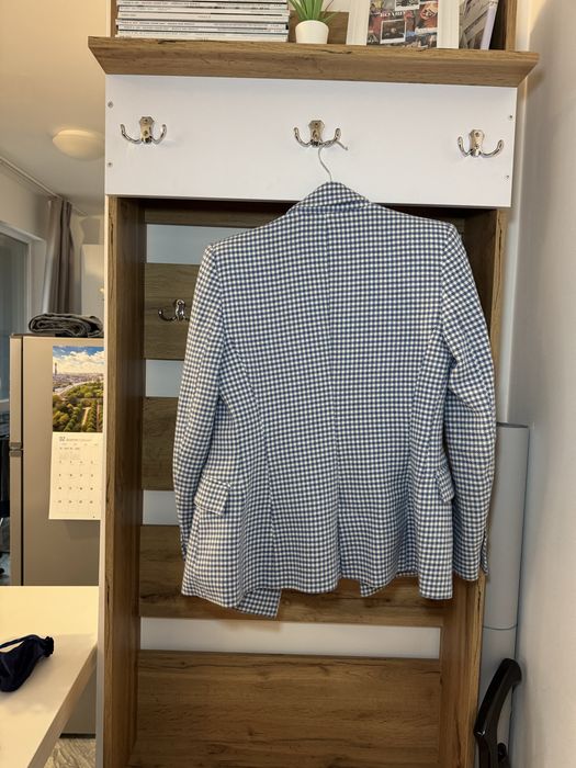 Пепитено синьо-бяло сако ZARA