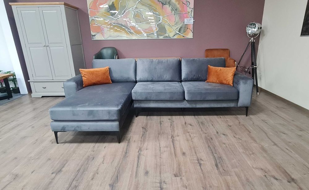 ПРОМОЦИЯ!!! Сив ъглов диван от плат Merlin