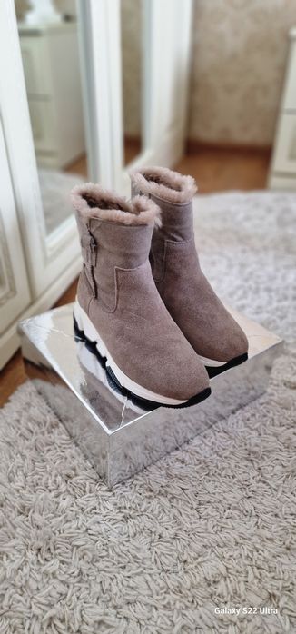 Зимние ботинки натуральная замша